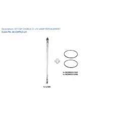 Replacement parts assembly for ELGA Chorus 2 water purification systems. Kit includes filters, stands, and switches to maintain system operation in laboratory or industrial water purification applications.