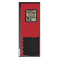 Swinging Door: Polyethylene, 1 Doors, Red, 2 1/2 ft Door Wd, 7 ft Door Ht, Window Included, Textured (MPN 3084R25RED)