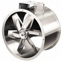 This unassembled belt-drive fan with drive is designed for moving corrosive vapors in industrial ventilation systems. It features a 30-inch blade delivering 16,495 cfm at 0.000 in SP, powered by a 230V AC, 1-phase, 5 hp capacitor-start capacitor-run motor in a totally enclosed fan-cooled enclosure. The fan mounts horizontally and is not rated for hazardous locations