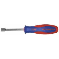 Standard nut driver with a 1/4 in SAE tip size and a hollow round shank. Designed for driving and removing hex nuts and screws. The hollow shank accommodates long bolts, suitable for assembly, maintenance, and repair tasks. Not magnetized.