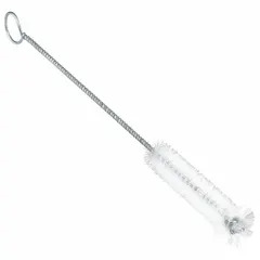Lab brush with a 9-inch overall length, 3 1/2-inch brush head, and 3/4-inch natural nylon bristles. Designed for cleaning laboratory glassware and equipment, including tubes and flasks, without scratching surfaces.