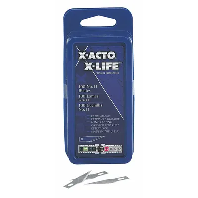X-ACTO Replacement Blade: 1 17/32 in Blade Lg, 11/32 in Blade Wd, X3724/X3730Q - Straight-Edge Standard-Tip Replacement Utility Blades