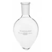 CHEMGLASS Boiling Flask: 50 mL, Colorless, Pear, A, 24/40 Compatible with Stopper Size (MPN CG-1554-01)