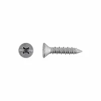 Hex-head screw anchor with drilling tip for fastening into concrete, brick, or block without pre-drilling. Made of 410 stainless steel with a Phillips flat head. Removable and includes a bit. Supplied in a 100-pack