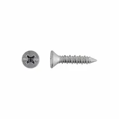 Hex-head screw anchor with drilling tip for fastening into concrete, brick, or block without pre-drilling. Made of 410 stainless steel with a Phillips flat head. Removable and includes a bit. Supplied in a 100-pack.