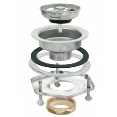 APPROVED VENDOR 30013 Sink Drain with Basket Strainer, Stainless Steel, Chrome, 4 1/2 in Overall Dia, Socket Weld