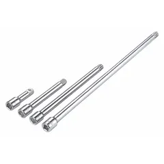 This hand socket extension set features a 1/2 in input and output drive size with an 18 in overall length. Constructed from chrome, it is designed for general socket-driving applications where insulation and locking features are not required. Suitable for automotive, industrial, and maintenance tasks.
