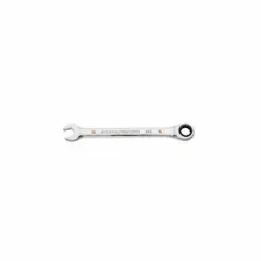 Alloy steel construction with full polish chrome finish. 16 mm head size with 12-point ratcheting box end. Used for tightening and loosening fasteners in mechanical assembly and maintenance applications.