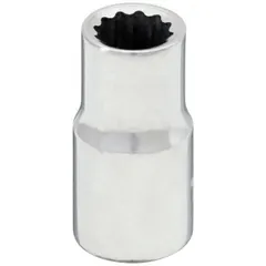 This 1/4" drive hand socket features a 12-point standard configuration for use with hex fasteners. The chrome finish provides corrosion resistance. With a 1/4" socket size and 1" overall length, it is suited for light-duty fastening tasks in confined spaces.
