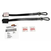 Nylon item-to-item bracing strap for securing countertop and desktop equipment against movement or tipping. Includes two surface prep pads for installation. Suitable for use in workstations, labs, and offices where equipment stability is needed