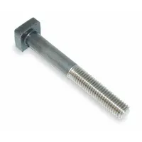 Square-head T-bolt designed for use in T-slotted machine tables. Constructed from stainless steel. Fits 5/8 in T-slot width with 5/8"-11 thread and 6 in shank length. Used for clamping workpieces or fixtures in machining operations