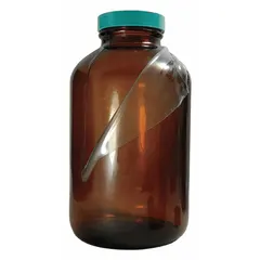 Safety Coated Wide Mouth Round Glass Lab Bottle, 250 mL, Amber, 45-400, 65 mm Body Dia, Case of 24