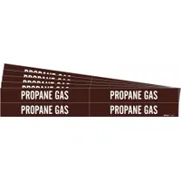 Pipe Marker: Propane Gas, Brown, White, Fits 3/4 to 2 3/8 in Pipe O.D., 4 Pipe Markers, 5 PK (MPN 7400-4-PK)