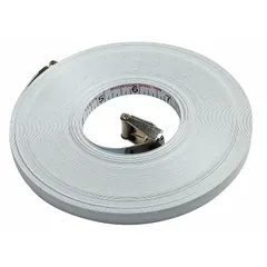 Steel replacement tape blade for open-reel long tape measures. 100 ft length with SAE inch graduations. Nonmagnetic single hook tip suitable for environments where magnetic interference must be avoided. Used in construction, surveying, and industrial layout applications.