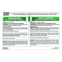 A 10-pack of secondary bottle labels measuring 6 inches in width. Each label displays the legend 'Simple Green Clean Building All Purpose Cleaner Concentrate 1' for identifying secondary containers in industrial and janitorial settings