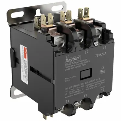 Dayton Definite Purpose Magnetic Contactor: 3 Poles, 208-240V AC, 50 A - Non-Reversing Definite Purpose Contactors