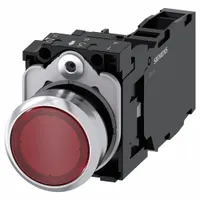 SIEMENS Illuminated Push Button: Illuminated, Flush Profile, Non-Metallic, 22 mm, 1NO/1NC (MPN 3SU1153-0AB20-1FA0)