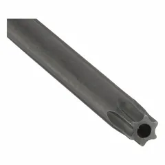 Security Torx screwdriver with T25H tamperproof tip for driving and removing tamper-resistant TORX fasteners. Alloy steel construction with a 6-inch shank and overall length. Suitable for applications requiring access to security fasteners.