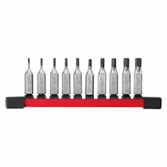 This 25-piece hex bit socket set includes 10 hex bits ranging from 1/16 in to 1/4 in, with a 1/4 in drive size and 7 in overall length. The fixed insert design provides secure bit retention. Suitable for driving hex fasteners in assembly, maintenance, and repair tasks.