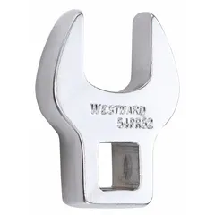This metric open end crowfoot wrench features a 16 mm head size and 3/8 in drive, with a chrome finish. It is designed for use with a ratchet or torque wrench to access fasteners in confined spaces where standard sockets or wrenches cannot fit.