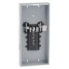 200A main lug load center for 208Y/120/240V AC three-phase indoor applications. 18 spaces with no tandem breaker capacity. Short-circuit current rating 65kA. Enclosure cover ordered separately. Used as a distribution panel where main overcurrent protection is provided upstream.