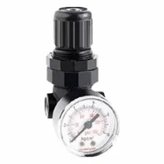 Type III inlet pressure regulator for water purification systems. Compatible with ELGA model PF1XXXXM1. Regulates incoming water pressure to maintain consistent flow and protect downstream components.