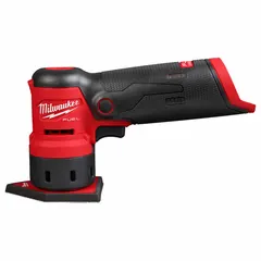 This bare-tool cordless detail sander operates on the M12 12 V battery system. It features a pointed detail pad with hook-and-loop attachment and a pistol grip for control. Suitable for sanding in tight spaces, corners, and edges on wood, metal, or drywall for finishing and surface preparation.
