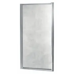 Pivot shower door with 3/16 in thick tempered glass, 65 in overall height, and maximum door width of 31 in. Suitable for tub or shower enclosures in residential and light-commercial bathrooms. Provides a space-saving entry solution.