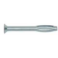 Flat steel drive anchors for fastening fixtures, conduit, and equipment to concrete, block, or brick. Each anchor is 3-1/2 inches long. Sold in a pack of 100.