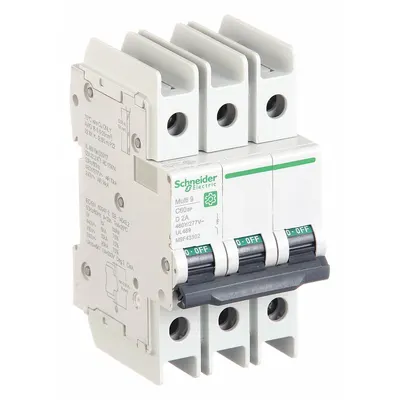 SCHNEIDER M9F43302 D-Curve 3-Pole UL489 Miniature Circuit Breaker - D-Curve, 3-Pole UL489 DIN Rail-Mount Miniature Circuit Breakers
