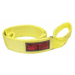 This STREN-FLEX web sling is a Type 3 standard nylon flat-eye sling with a 14 ft sling length, 11 in eye length, and 2 plies. It features a wear-resistant tag and is suitable for lifting and rigging heavy loads in industrial settings such as construction, manufacturing, and warehousing.