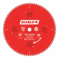 DIABLO Circular Saw Blade: 14 in Blade Dia., 84 Teeth, 0.12 in Cut Wd, 1 in Arbor Size, Finishing (MPN D1484X)