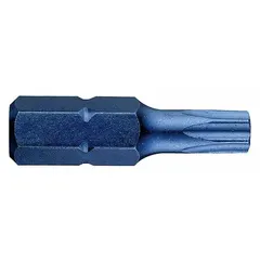 Insert Torx bits with T20 size, Torx head, and hex shank for use with insert-style drivers. Made from S2 steel, imperial measurement. Sold in a 5-pack for driving Torx fasteners in assembly and repair tasks.