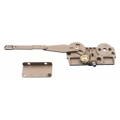 Left-hand, surface-mount window operator for casement windows. Features a zinc-plated gray finish and a 4 15/32 in base length. Handle not included. Suitable for residential or light-commercial applications.