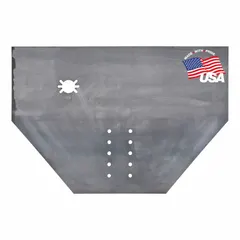 Steel hitch plate for mounting and securing hitches on trucks and trailers. Overall length 34 1/2 in, width 34 1/2 in, height 23 1/2 in, thickness 3/4 in. Used in fleet and vehicle maintenance for towing connections.
