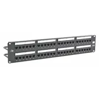 HUBBELL PREMISE WIRING Patch Panel: Flat, 2 Rack Units, 48 Ports, 5e, IDC, 4-Pr PoE (4PPOE), Steel (MPN HP5E48E)