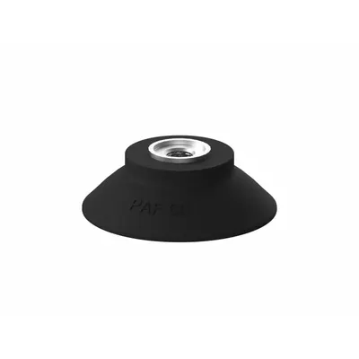 PIAB Vacuum Pad: Flat, w/o Adapter, 60 mm Pad Dia, Nitrile/PVC, Black, 60A - Flat Type Automotive & Industrial Vacuum Pads