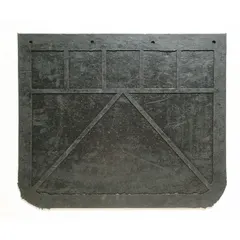 Rubber mud flaps for rear vehicle location. Sold as a pair. Each flap measures 20 in height, 24 in width, and 1/4 in thickness. Used on heavy-duty trucks and trailers to reduce road spray and debris from tires.