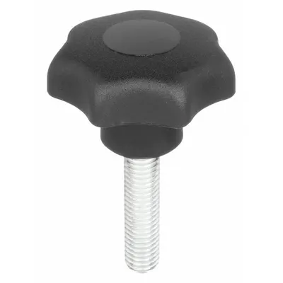 KIPP 7-Arm Knob with Threaded Stud, M12, 63 mm Dia, 45 mm Thread Lg - 7-Arm Knobs with Threaded Stud