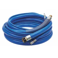This GRACO paint sprayer hose has a 3/4-inch inside diameter and a 50-foot overall length. It is designed for transferring paints in industrial spray-painting systems. Compatible with GRACO model 17H575