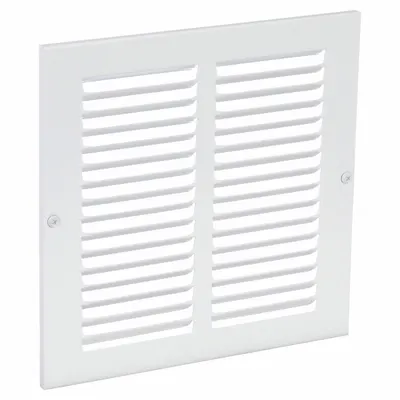 OEM Return Air Grille: Louvered Grille, White, Powder Coated, Steel, 9 3/4 in H - Surface-Mount Grilles