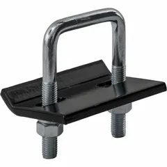 This hitch clamp is used to secure hitch connections on trailers or towed equipment in fleet and vehicle maintenance. It has an overall length of 2 in, overall width of 3 1/8 in, height of 3 3/4 in, and thickness of 5/16 in. The clamp provides a mechanical fastening solution for standard hitch applications.