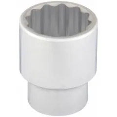 This 1" drive hand socket features a 1 1/2" SAE socket size with a 12-point standard configuration. Constructed from chrome, it is designed for use with hand tools to tighten or loosen hex fasteners in industrial maintenance, automotive repair, and heavy equipment assembly.