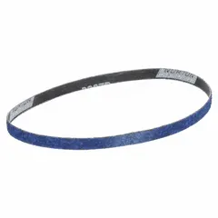 This NORTON BlueFire R887D sanding belt features a 40 grit zirconia alumina abrasive on a Y weight polyester backing. Dimensions are 1/2 in width by 24 in length. Designed for grinding and finishing all metals, it is suitable for heavy stock removal on steel, stainless steel, and other alloys in industrial fabrication and maintenance applications.