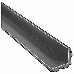 This fiberglass angle stock is designed for embedding into concrete to provide a non-conductive, corrosion-resistant structural support. It features a polished dark gray finish with a square inside corner shape. Typical applications include anchoring equipment, piping, or cable trays in industrial environments.