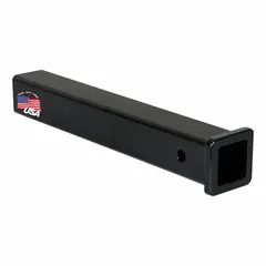 Carbon steel receiver tube for 2-inch hitch systems. Overall length 36 inches, width 2 inches. Used to mount towing accessories on trucks and trailers.
