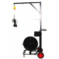 This oscillated, heavy-duty strapping cart accommodates plastic and steel strapping with widths from 1/2 in to 1 in. Designed for industrial material handling, it supports strapping operations in packaging, warehousing, and shipping environments