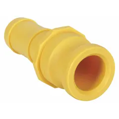 This Type E nylon cam and groove fitting features a 1 in male hose shank connection for attaching hoses to couplings in fluid transfer systems. The nylon construction provides corrosion resistance for use with chemicals, petroleum, and water. Suitable for applications requiring a lightweight, non-sparking adapter.
