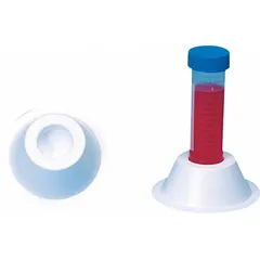 This white polystyrene test tube rack is designed for benchtop use, featuring a single compartment that holds tubes securely. With an overall height of 1 inch, it is suitable for organizing and storing tubes during sample preparation, analysis, or transport in laboratory settings.