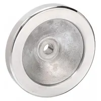 KIPP Hand Wheel: Solid, Aluminum, 1/2 in Bore, 125 mm Dia, Zinc-Plated (MPN K0161.0125XCP)